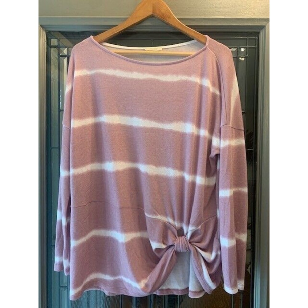 ODDY Women plus size 1XL Jersey shirt Mauve 100% cotton Lagenlook Cottage